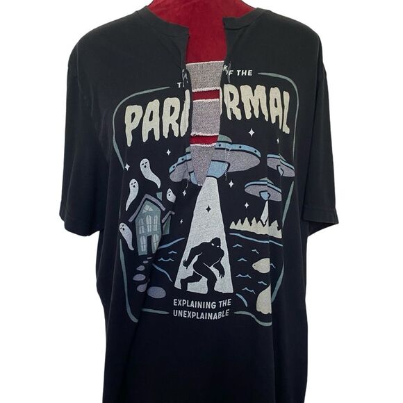 Upcycled Big Book of the Paranormal Tee Explaining the Unexplainable Unisex XL - Picture 2 of 11